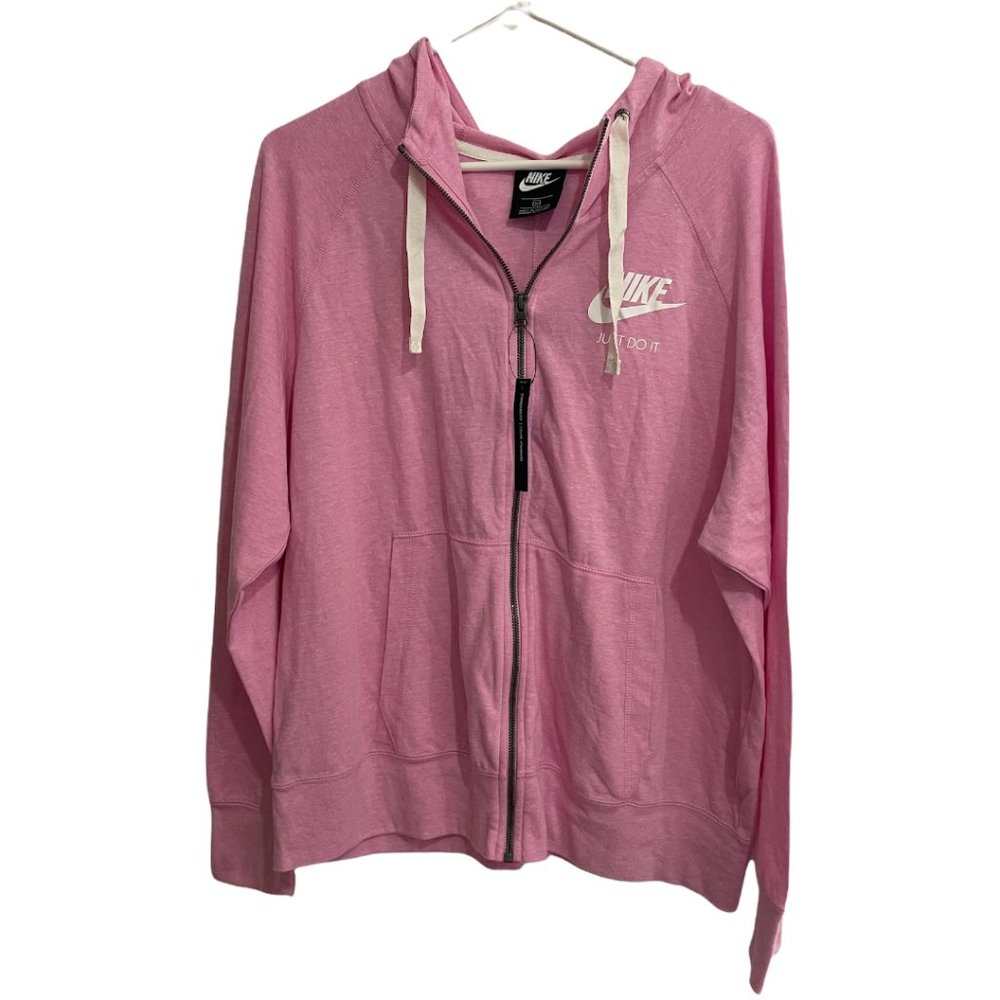 Nike Womens Size 1X Sportswear Gym Vintage Full-Zip Hoodie Pink